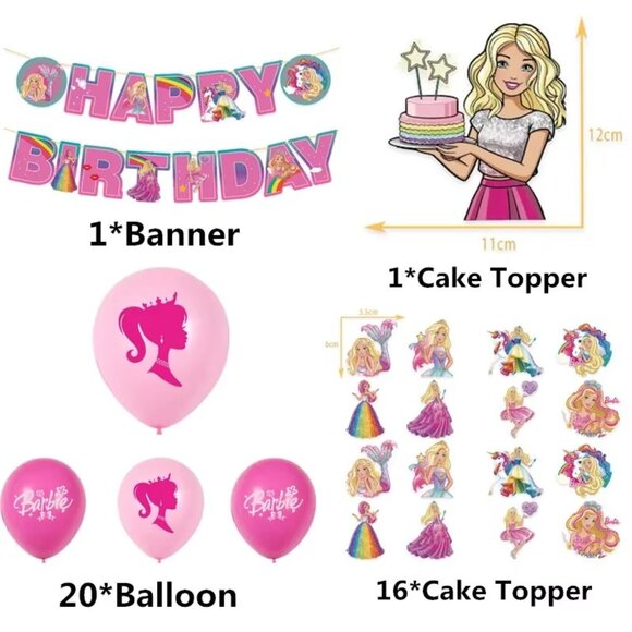 Barbie Birthday Decoration Set - 38 Pieces - Picture 2 of 5